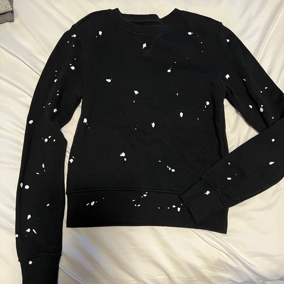 Rag & Bone Black Crewneck Sweater with White Paint Splatter Cotton extra small - Picture 2 of 7